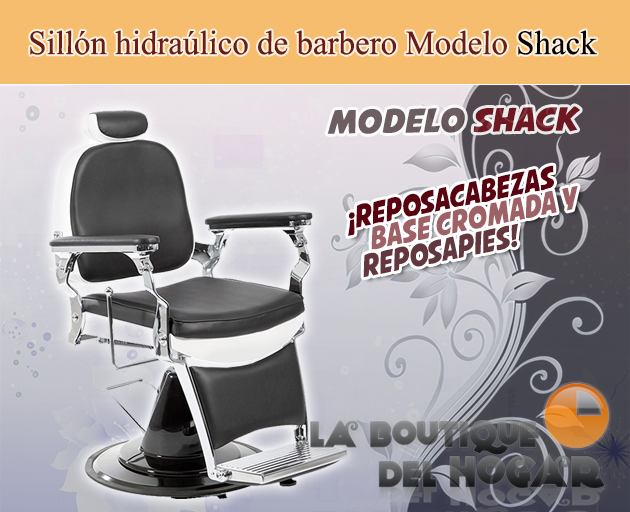 Sillón Barbero hidráulico reclinable y giratorio con reposabrazos Modelo Shack