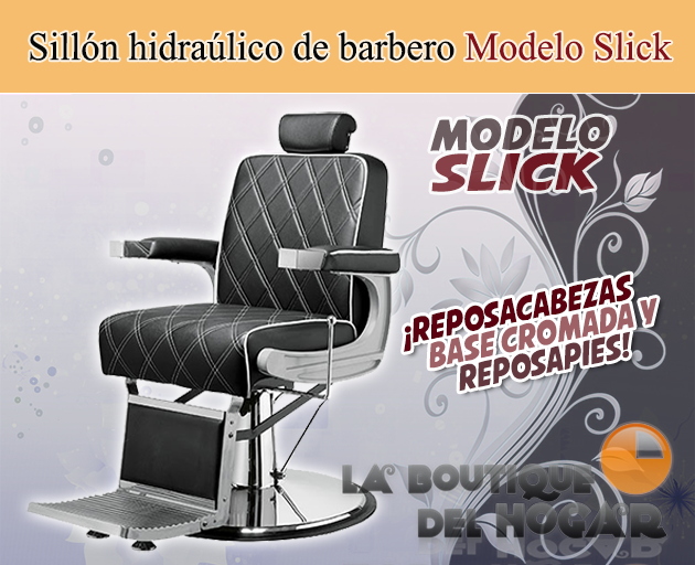 Sillón Barbero hidráulico reclinable y giratorio con reposabrazos Modelo Slick