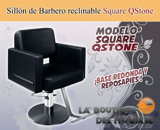 Sillón Barbero hidráulico giratorio con reposabrazos Modelo Square QStone