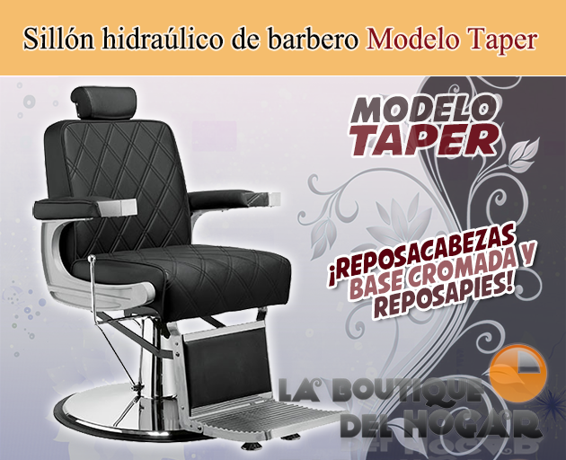 Sillón Barbero hidráulico reclinable y giratorio con reposabrazos Modelo Taper
