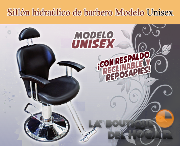 Sillón Barbero hidráulico reclinable con reposapiés fijo Modelo Basic