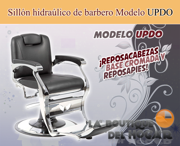 Sillón Barbero hidráulico reclinable y giratorio con reposabrazos Modelo UPDO