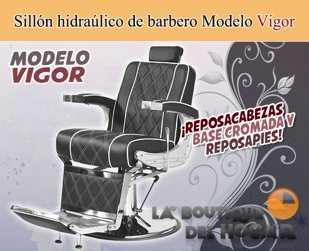Sillón Barbero hidráulico reclinable y giratorio con reposabrazos Modelo Vigor