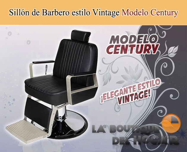 Sillón Barbero hidráulico reclinable y giratorio con reposabrazos Century