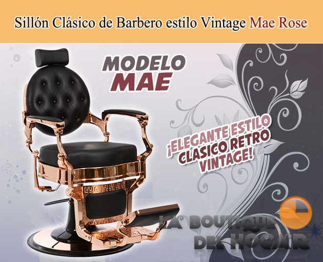 Sillón Clásico de Barbero hidráulico estilo Retro Vintage con reposapies integrado Modelo Buzz