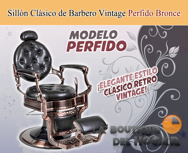 Sillón Clásico de Barbero hidráulico estilo Retro Vintage con reposapies integrado Modelo Perfido