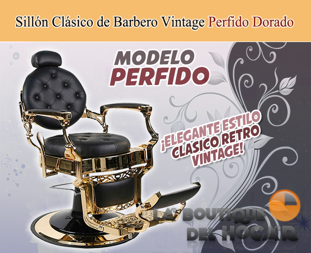 Sillón Clásico de Barbero hidráulico estilo Retro Vintage con reposapies integrado Modelo Perfido