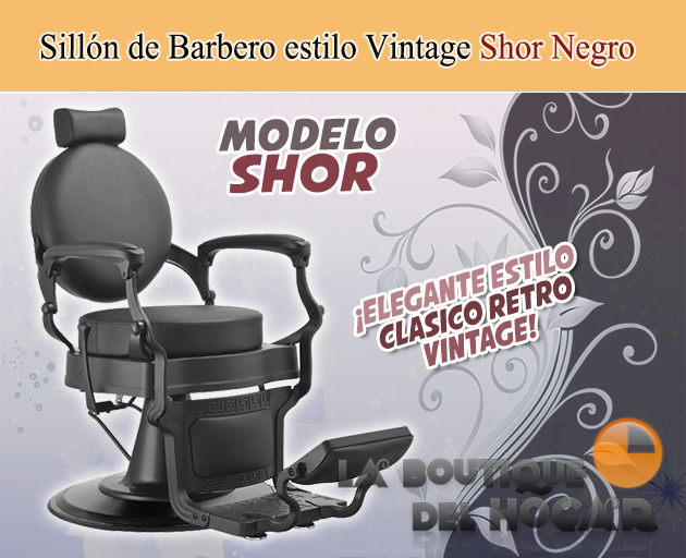Sillón Clásico de Barbero hidráulico estilo Retro Vintage con reposapies integrado Modelo Shor