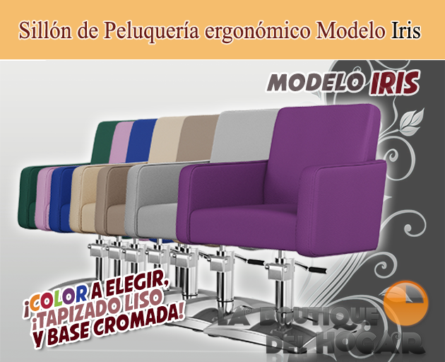 Sillón hidráulico de corte con costuras y reposabrazos Modelo Iris