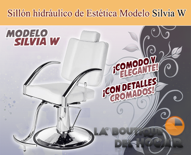 Sillón hidráulico de Estética con base y reposabrazos cromados Modelo Silvia W