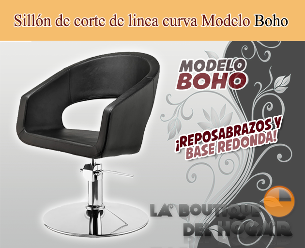 Sillón hidráulico de corte de linea curva con reposabrazos Modelo Boho