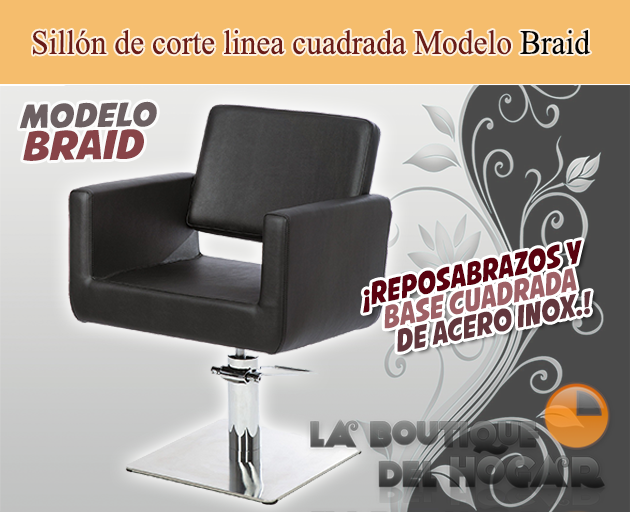 Sillón hidráulico de linea cuadrada con reposabrazos Braid Modelo RZC002