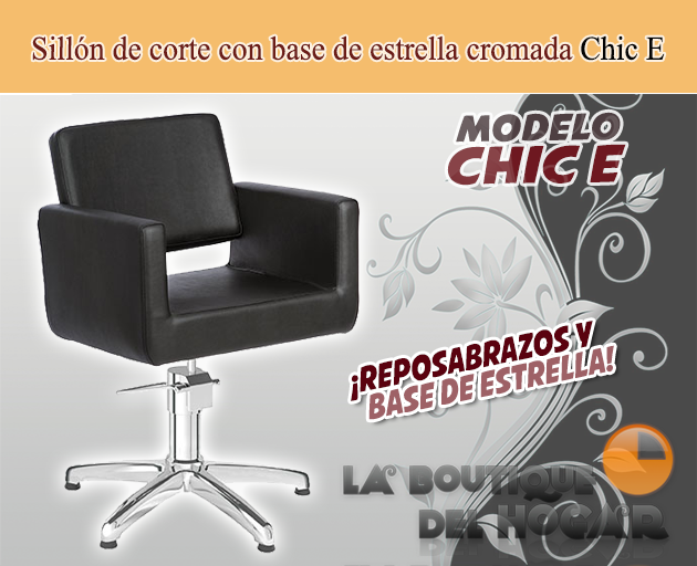 Sillón hidráulico de corte con base de estrella cromada y reposabrazos Modelo Petra s