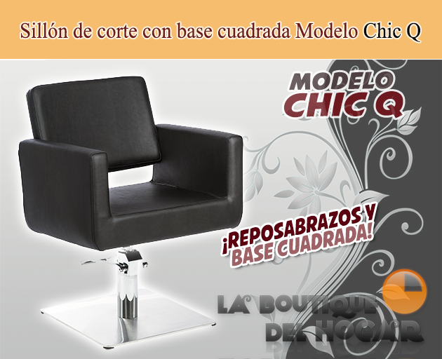 Sillón hidráulico de corte con base cuadrada y reposabrazos Modelo Petra s