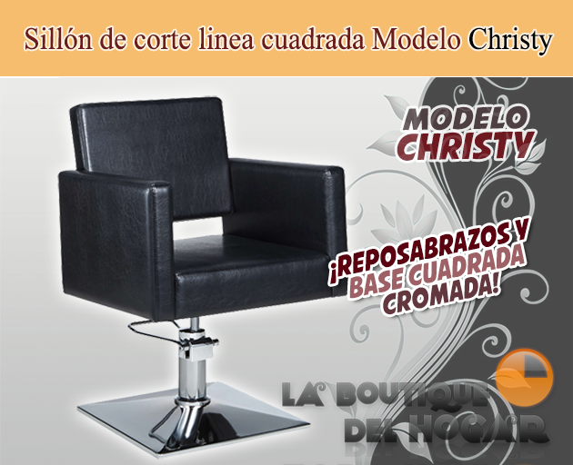 Sillón hidráulico de linea cuadrada con reposabrazos Christy