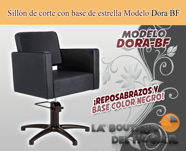 Sillón hidráulico de corte con base redonda y reposabrazos Modelo Petra BF