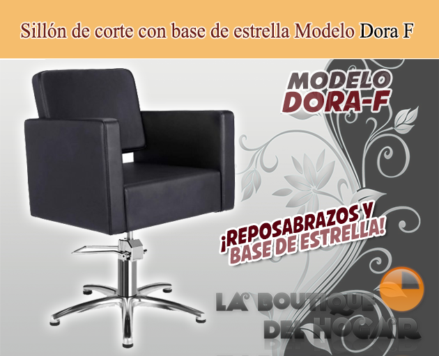 Sillón hidráulico de corte con base redonda y reposabrazos Modelo Petra F