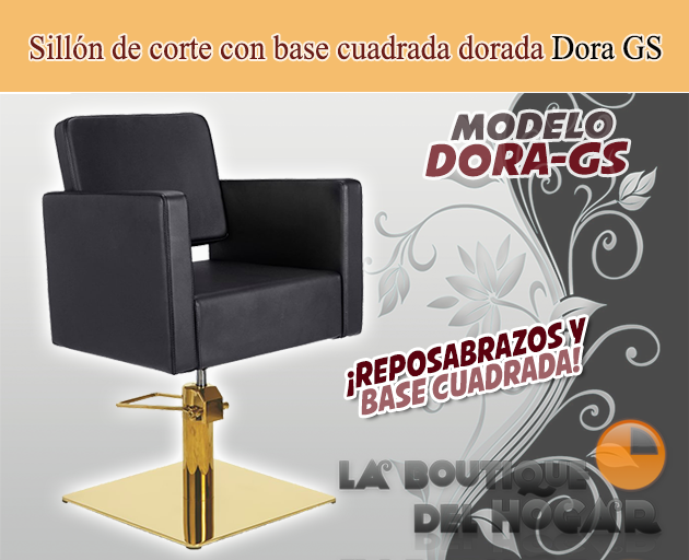 Sillón hidráulico de corte con base cuadrada y reposabrazos Modelo Dora GS