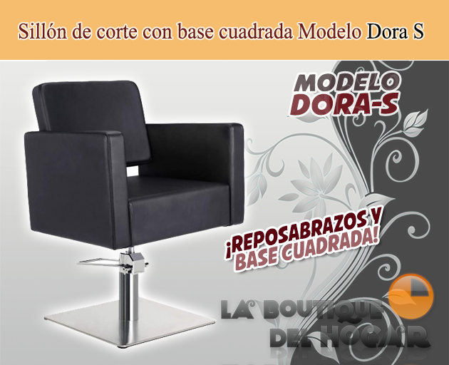 Sillón hidráulico de corte con base cuadrada y reposabrazos Modelo Petra s