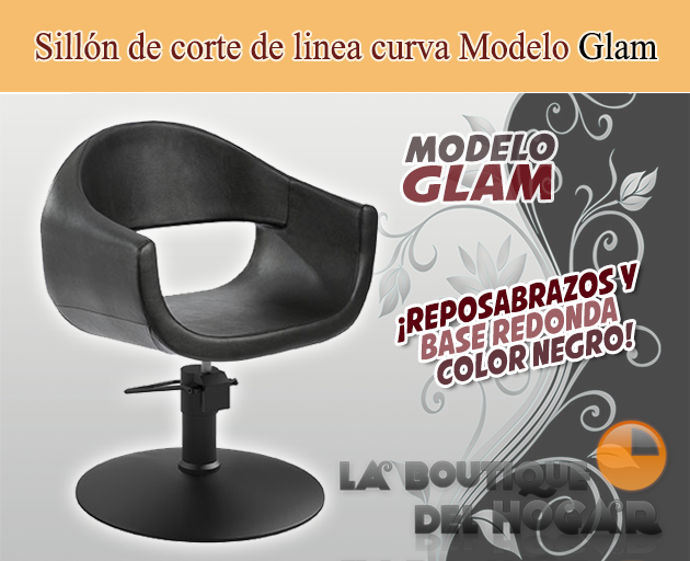 Sillón hidráulico de corte de linea curva con reposabrazos Modelo Glam