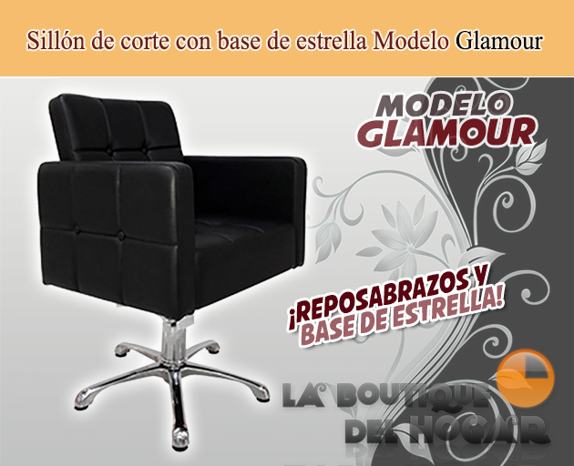 Sillón hidráulico de corte con base redonda y reposabrazos Modelo Petra F