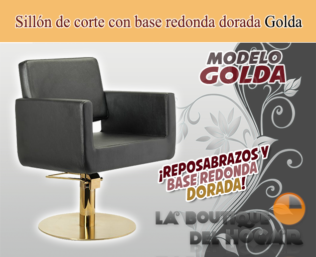 Sillón hidráulico de corte con base redonda y reposabrazos Modelo Golda