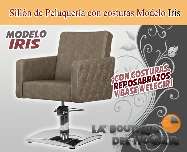 Sillón hidráulico de corte con costuras y reposabrazos Modelo Iris