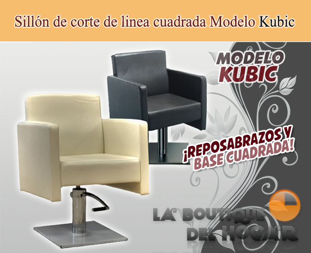 Sillón hidráulico de corte de linea cuadrada con reposabrazos Modelo Kubic