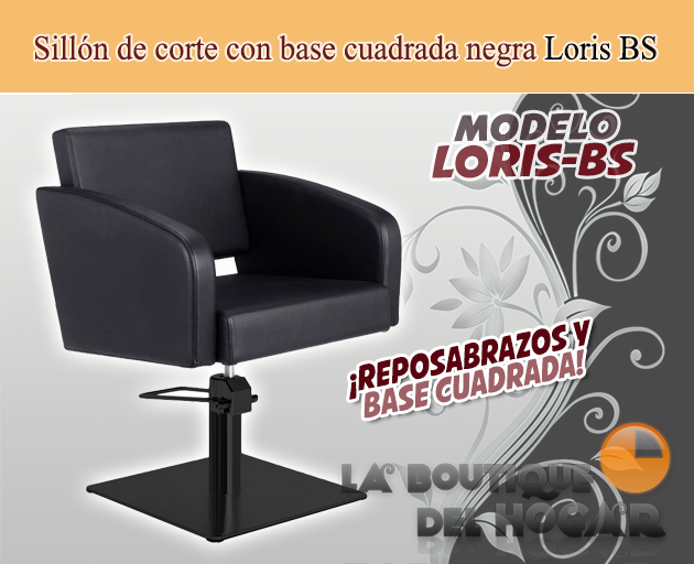 Sillón hidráulico de corte con base cuadrada y reposabrazos Modelo Loris BS