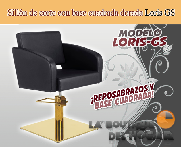 Sillón hidráulico de corte con base cuadrada y reposabrazos Modelo Loris BS