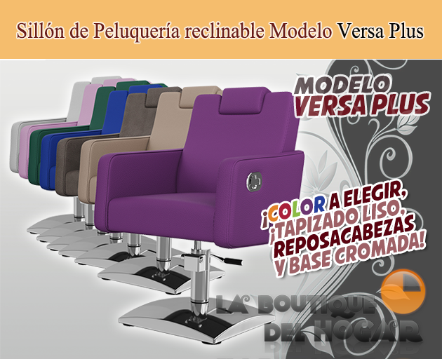 Sillón hidráulico de corte con reposabrazos Modelo Versa Negro mate