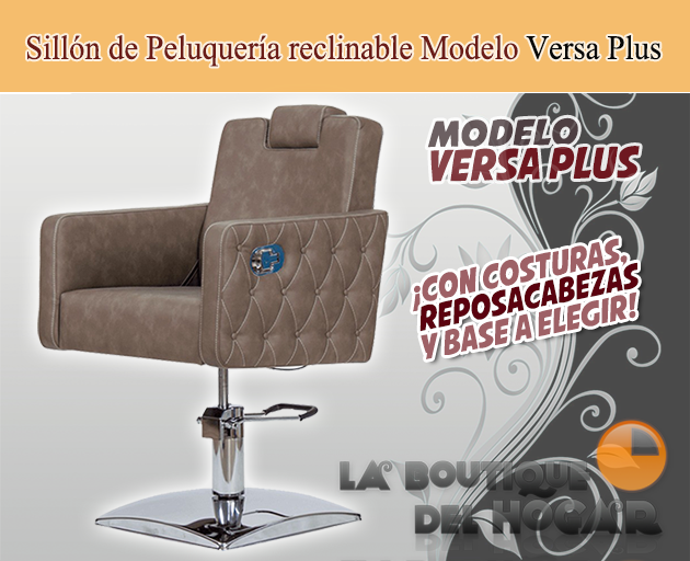 Sillón hidráulico de corte con costuras y reposabrazos Modelo Versa Plus Marrón grisáceo