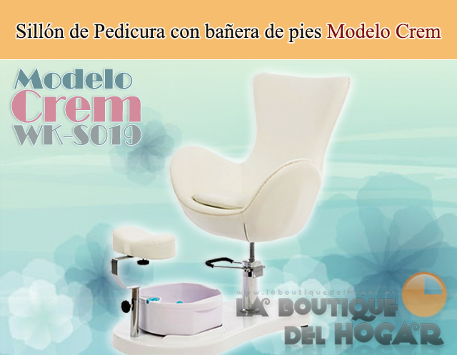 Sillón de Pedicura giratorio con bañera de pies y reposapiés Modelo Crem WKS019