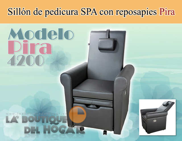 Sillón de Pedicura SPA tapizado en PU con reposapies regulable Modelo Pira 4200