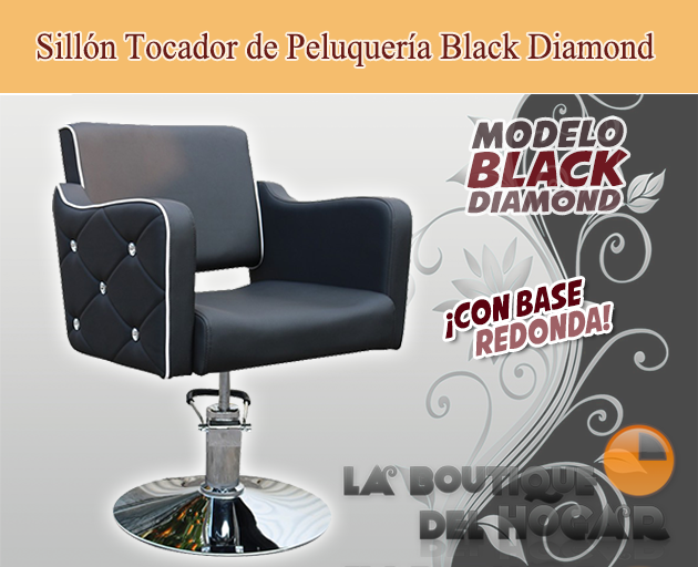 Sillón Tocador hidráulico de corte con reposabrazos curvados y base redonda Modelo Black Diamond