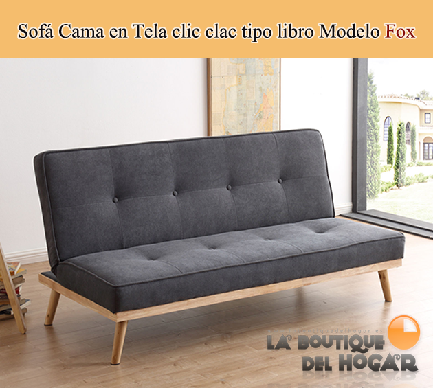 Sofá Cama Clic Clac en Tejido gris Modelo Fox