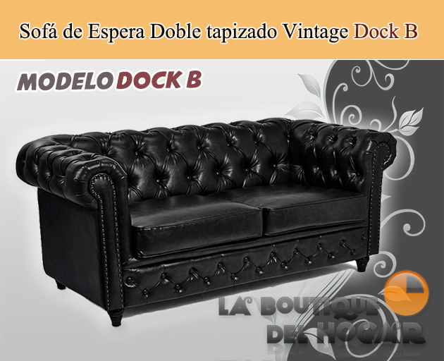 Sofá de espera Doble tapizado de diseño Vintage Modelo Dock - colornegro