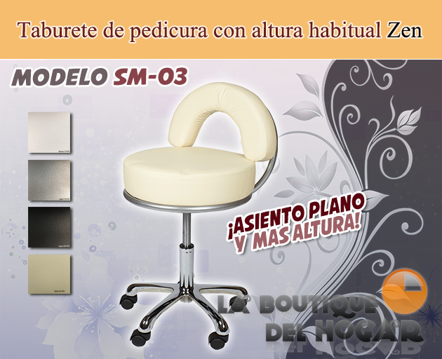 Taburete ergonómico para pedicura con respaldo bajo Modelo Zen