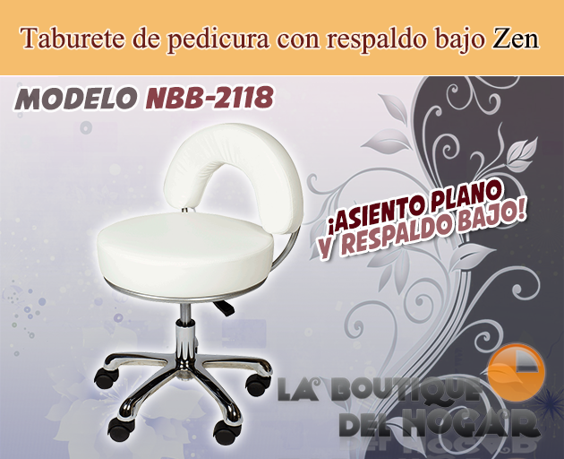 Taburete ergonómico para pedicura con respaldo bajo Modelo Zen