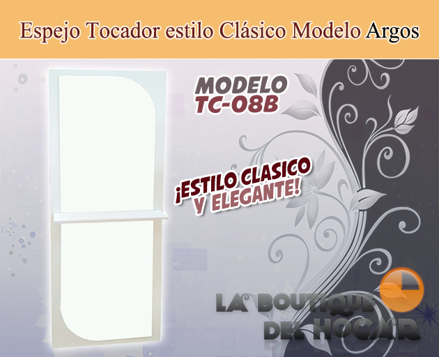 Tocador de Peluquería estilo Clásico con espejo completo Modelo TC-08B