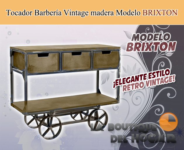 Tocador de Barbería Vintage con encimera Modelo BRIXTON