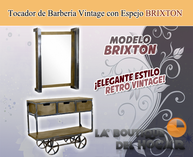 Tocador de Barbería Vintage con encimera Modelo BRIXTON