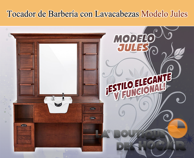 Tocador de Barbería Vintage con encimera y Lavacabezas Modelo Jules