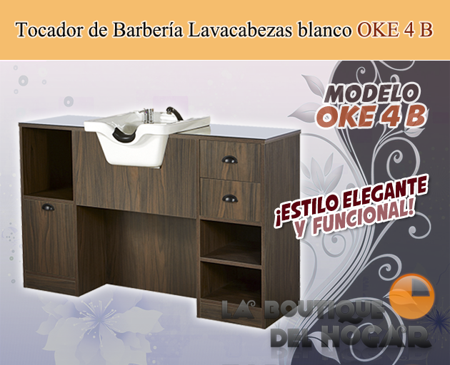 Tocador de Barbería Vintage con Lavacabezas Modelo OKE 4 B