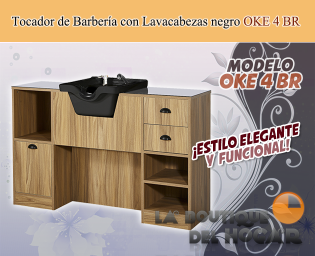 Tocador de Barbería Vintage con Lavacabezas Modelo OKE 4 BR