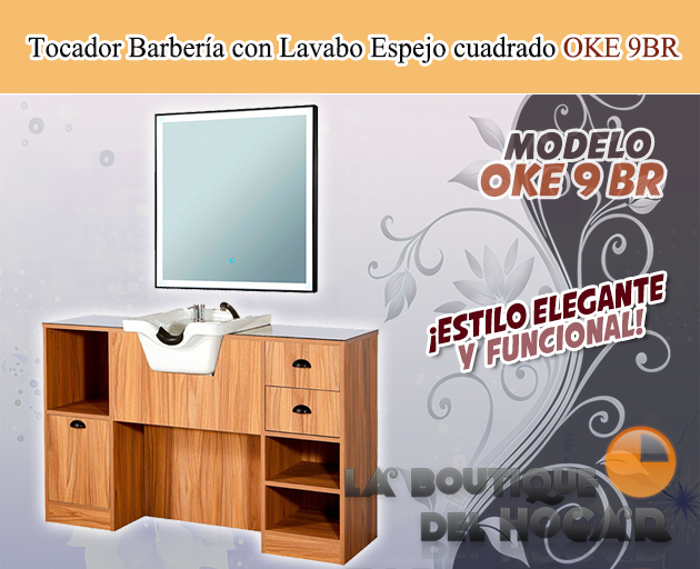 Tocador de Barbería Vintage con Lavacabezas Modelo OKE 9 BR