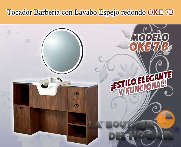 Tocador de Barbería Vintage con Lavacabezas Modelo OKE 7 B