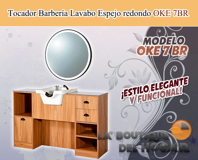 Tocador de Barbería Vintage con Lavacabezas Modelo OKE 7 BR