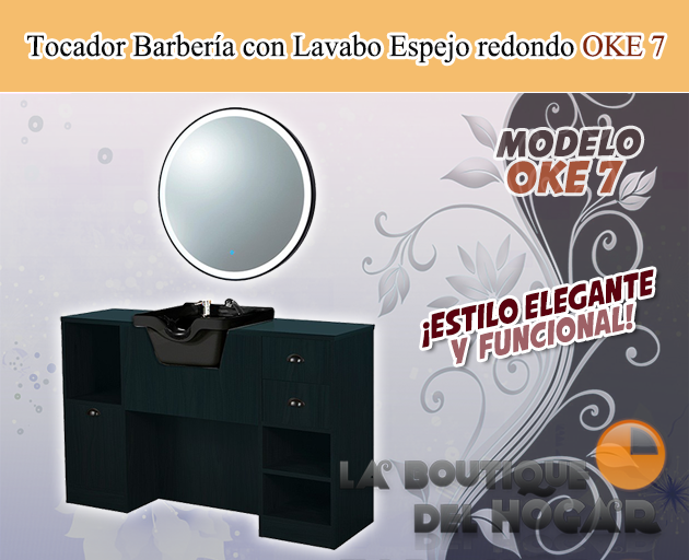 Tocador de Barbería Vintage con Lavacabezas Modelo OKE 7