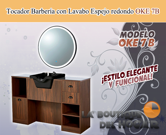 Tocador de Barbería Vintage con Lavacabezas Modelo OKE 7 B